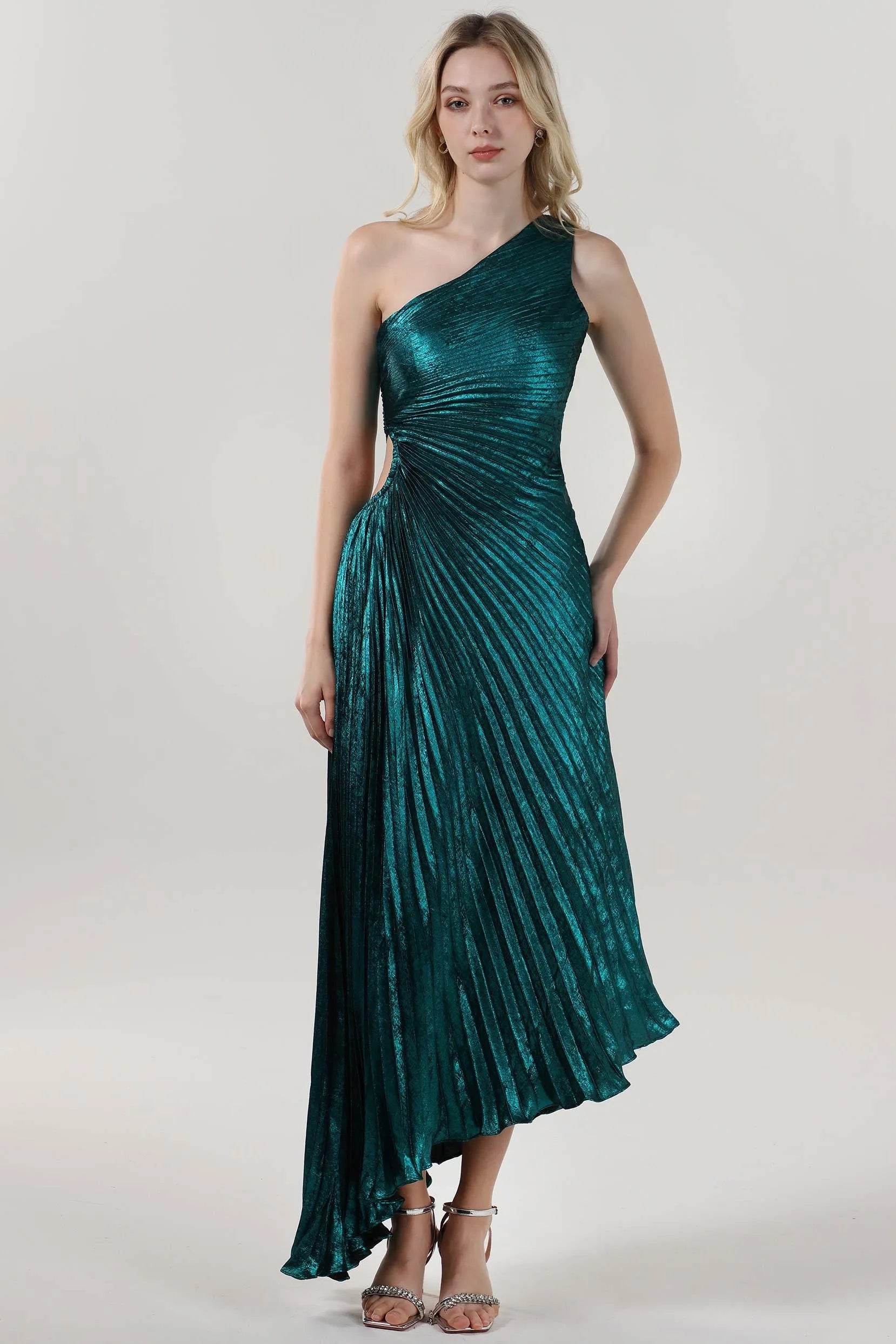 Sheath-Column Midi Metallic Formal Dress CS0644 - COCOMELODY